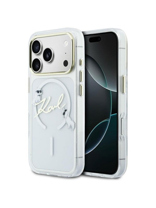 Karl Lagerfeld IML Choupettes Karl Script Logo MagSafe Case for iPhone 17 Pro Max - Clear