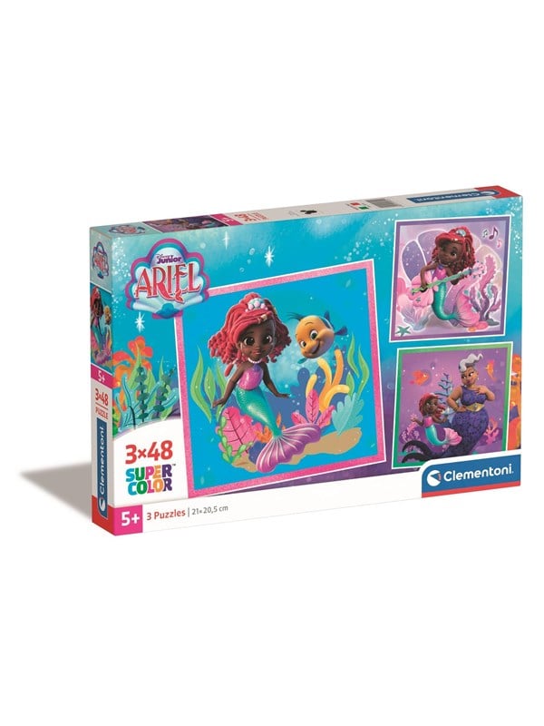 Clementoni Puslespil - Disney Ariel - Super Color - 3x48 Brikker