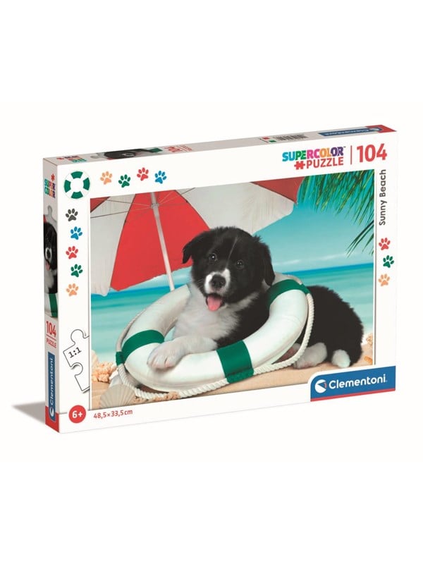 Clementoni Puslespil - Hund På Strand - Super Color - 104 Brikker