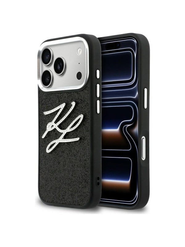 Karl Lagerfeld IML Glitter KL Diamond Logo Case for iPhone 17 Pro - Black