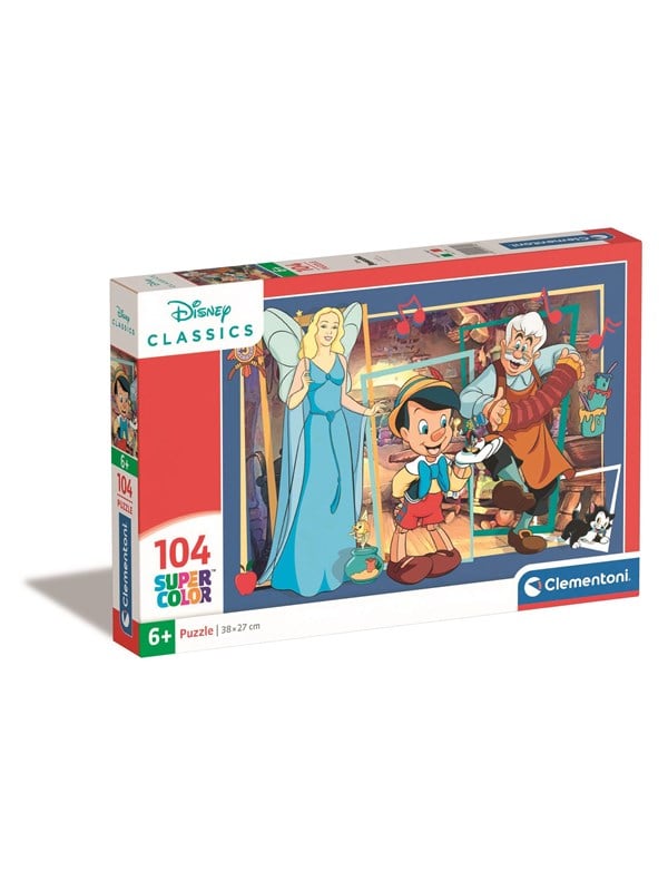 Disney Puslespil - Pinocchio - Super Color - 104 Brikker - Clementoni