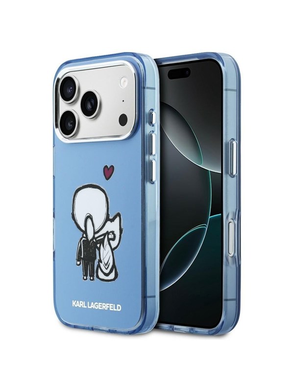 Karl Lagerfeld Karl & Choupette Back MagSafe Case for iPhone 17 Pro Max - Blue