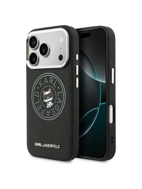 Karl Lagerfeld Point & Choupette Sketch MagSafe Case for iPhone 17 Pro Max - Black