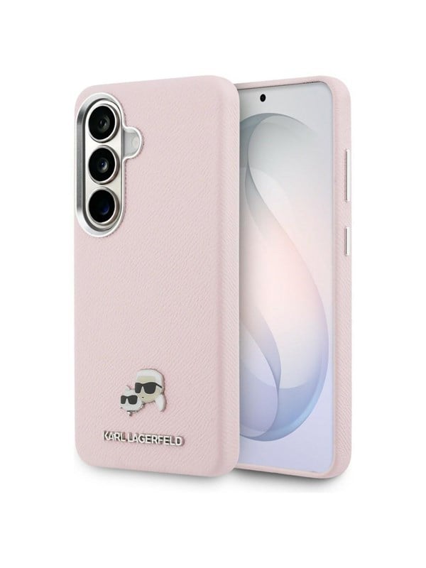 Karl Lagerfeld Saffiano KC Metal Logo MagSafe Case for Samsung Galaxy S26 - Pink