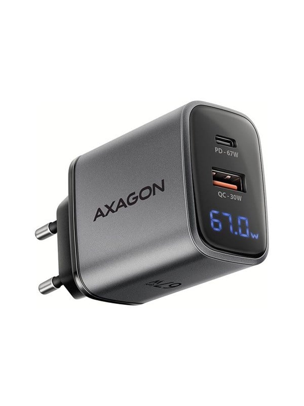 AXAGON - Strømforsyningsadapter - 67 watt - 5 A - Fast Charge, SCP, PD 2.0, PD 3.0, QC 2.0, QC 3.0, QC 4.0+, AFC, FC, FC 2.0 - 2 output-stikforbindel