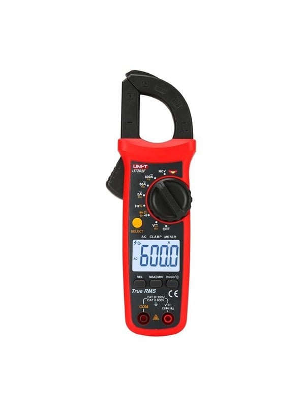Uni-t Sroves matavimo reples UT202F,TRMS, NCV, 28mm, 600A, 600V AC/DC, su dažnio ir talpos matavimu