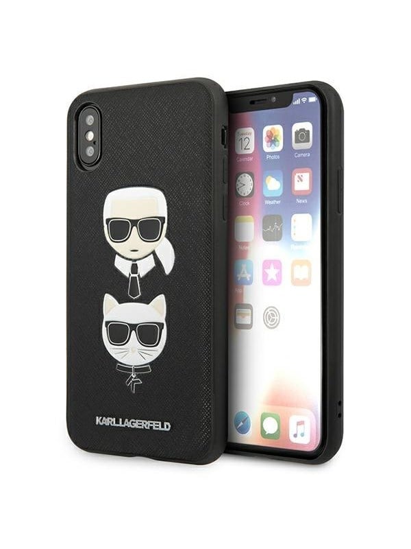 Karl Lagerfeld Saffiano Karl&Choupette Head case for iPhone XS Max - black