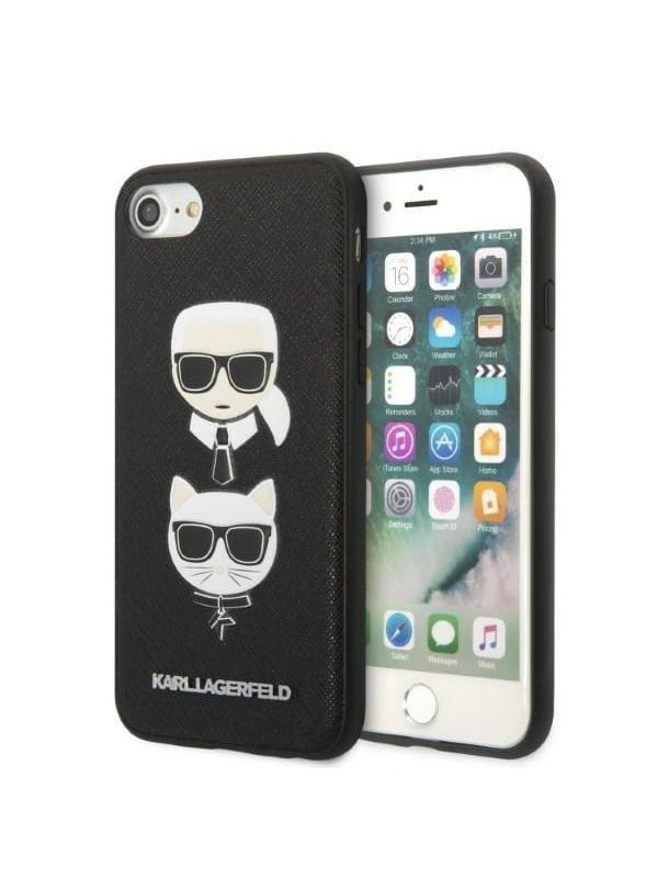 Karl Lagerfeld KLHCI8SAKICKCBK iPhone 7/8 / SE 2020 / SE 2022 black/black hardcase Saffiano Karl&Choupette Head