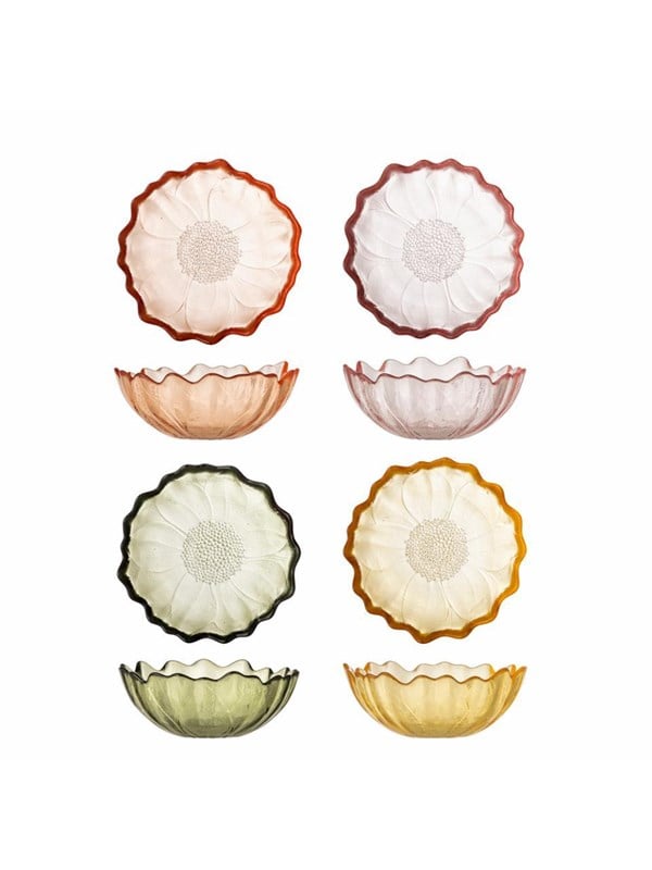 Bloomingville - Kana Skål, Multifarvet, Glas, D12xH4,5 cm, Set of 4