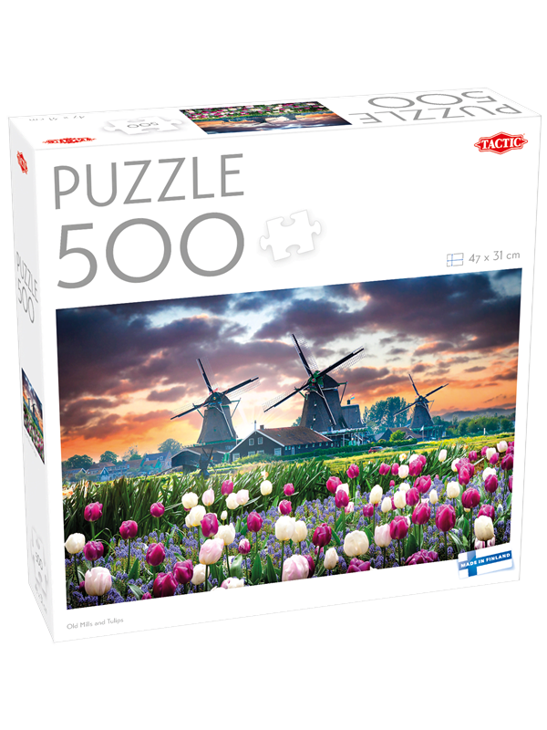 Tactic 500 pcs puzzle: Old Mills and Tulips