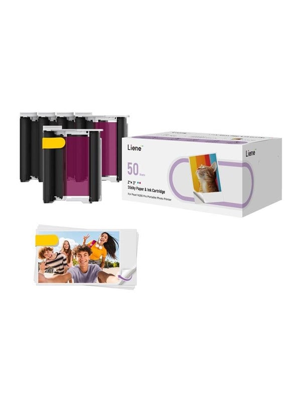 Liene 2x3 fotopapir 50 ark + 5 blækpatroner 6971398602654