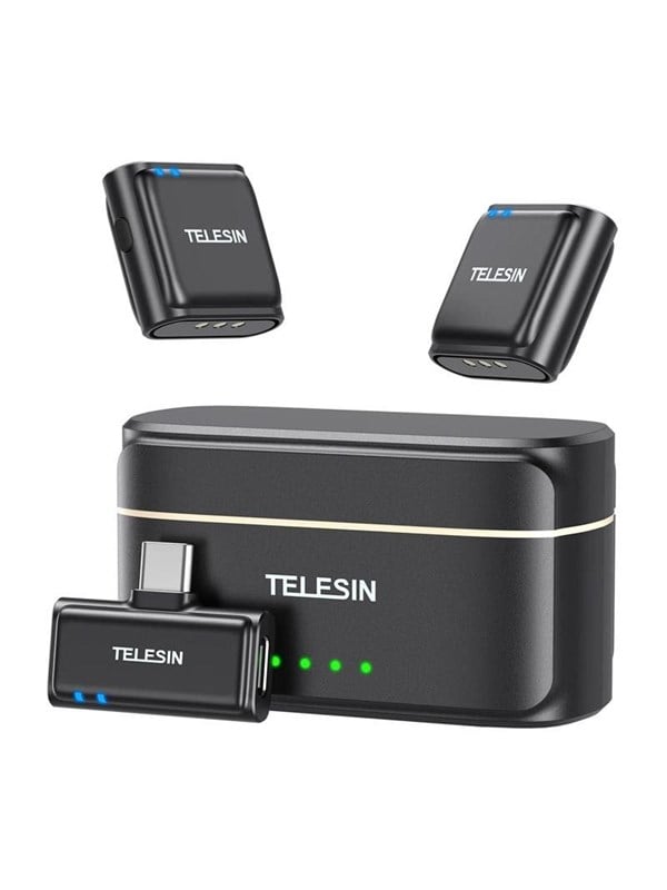 TELESIN trådløs clip-on-mikrofon + powerbank til telefoner (USB-C)