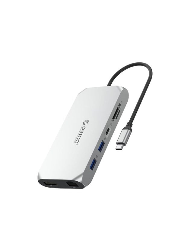 Orico USB-C 12w1 USB-A 3.1 USB-A 2.0 1x USB-C PD 100W 1x USB-C 3.1 2x HDMI 2.0 4K 60 Hz 1x DP 1.4 4K 60 Hz 1x SD 3.0/microSD 3.0 1x RJ45 Gigabit 1x