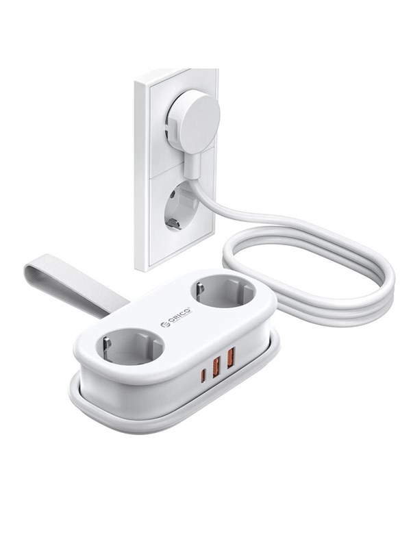 ORICO AP3 20W GaN 5in1 Power Strip 2x AC + 2x USB-A + 1x USB-C - White billede