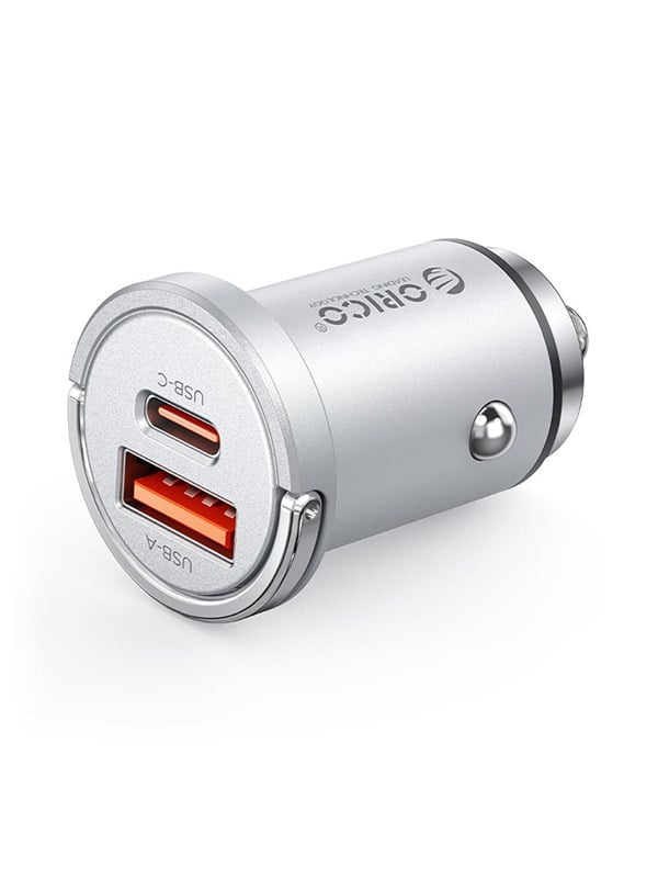 Bilmobiloplader Orico MiniRing Pro, 45W, 3A, 1 x USB-A - 1 x USB-C, sølv