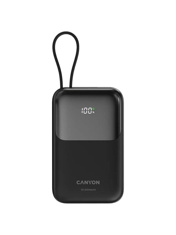 CANYON power bank OnPower 101 built-in cable 10000 mAh PD22.5W Black
