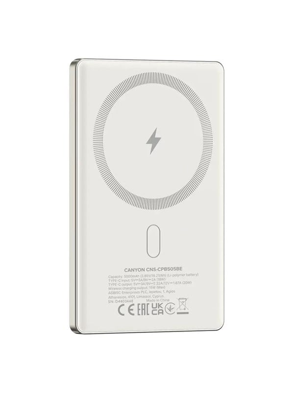 Canyon OnPower 505 MagSafe Powerbank 5000 mAh, Bei - 5000 mAh