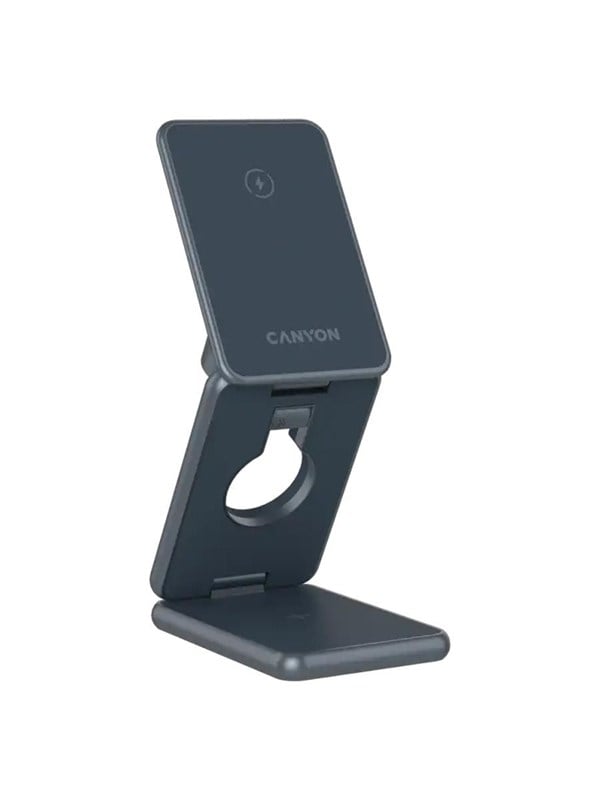 Canyon 3-i-1 Foldbar Trådløs Oplader 15W, Mørkegrå