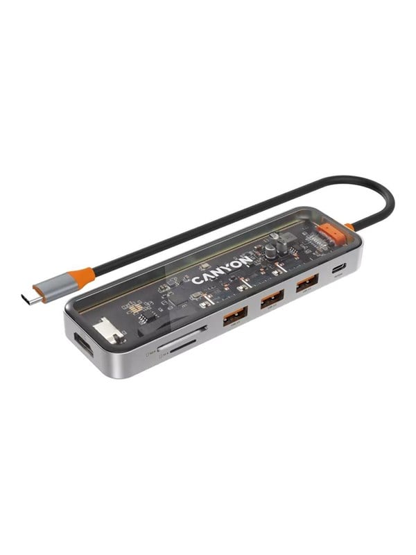 Canyon DS-13 7-i-1 USB-C Hub 4K HDMI 100W PD, Space Grey