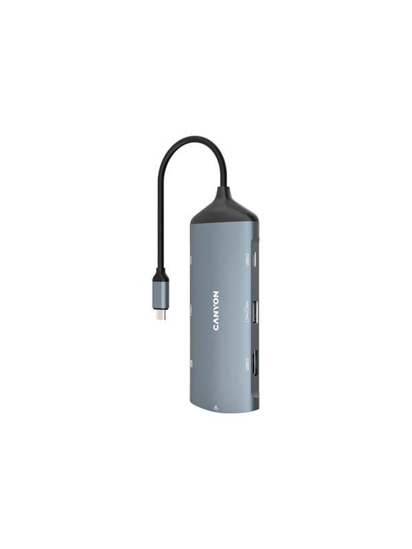 Canyon DS-15 8-i-1 USB-C Hub 4K, Mørkegrå USB hub - Grå