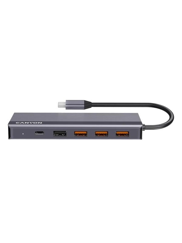 Canyon 13-i-1 USB-C Hub med 100W PD, 2 x HDMI, DisplayPort og Ethernet, Grå