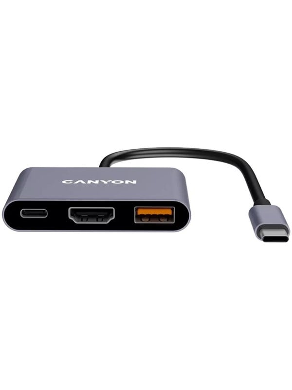 Canyon DS-4 3-i-1 USB-C Hub 4K HDMI, Grå USB hub - 3 ports - Grå