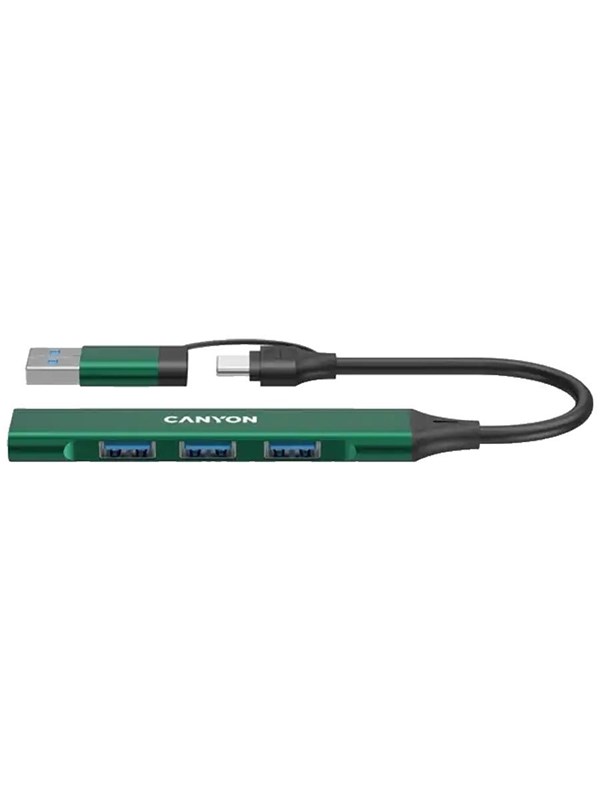 Canyon DS-02 4-i-1 USB-A/C Hub, Grøn USB hub