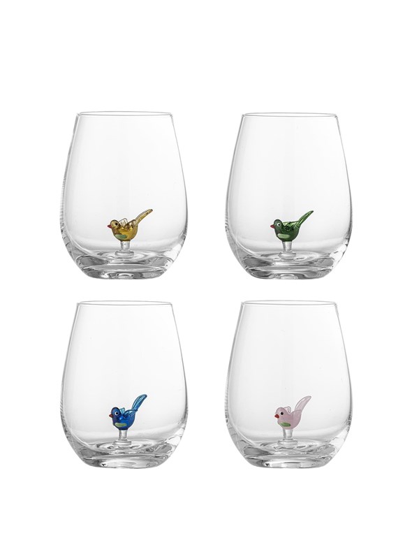 Bloomingville - Misa Drikkeglas, Multipak, Multifarvet, Glas - Ø9 Ã H12 cm, sæt med 4