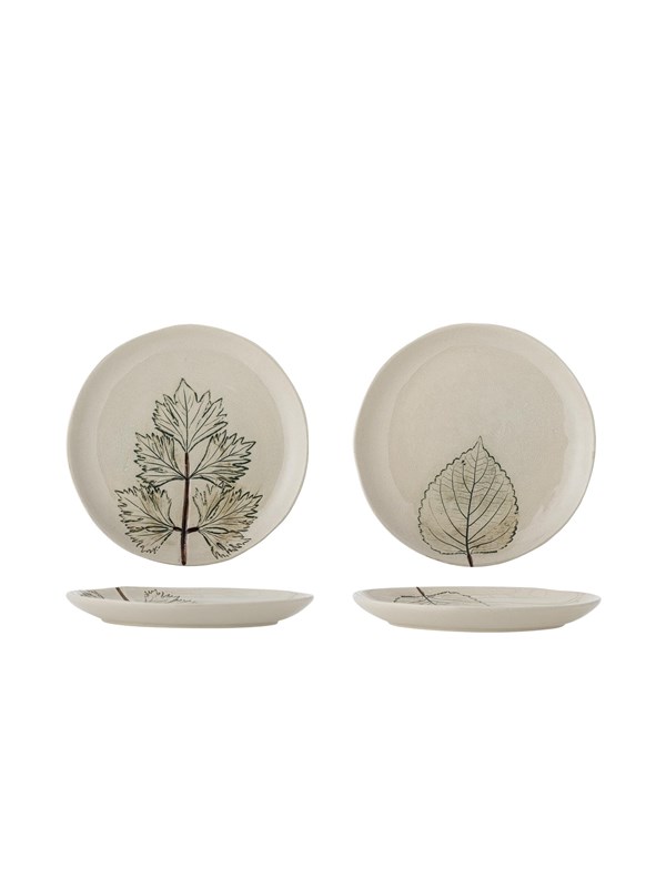 Bloomingville - Aubrin Tallerken, Natur, Stentøj, D21xH1,5 cm, Set of 2