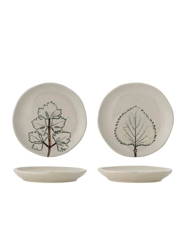 Bloomingville - Aubrin Tallerken, Natur, Stentøj, D10,5xH1,5 cm, Set of 2