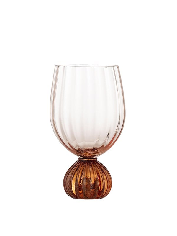 Bloomingville - Taurin Vinglas Med Riller - Rosa - Mundblæst - 45 Cl