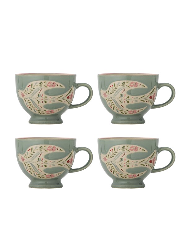 Bloomingville - Rosalynde Krus, Grøn, Stentøj, D11xH9 cm, Set of 4