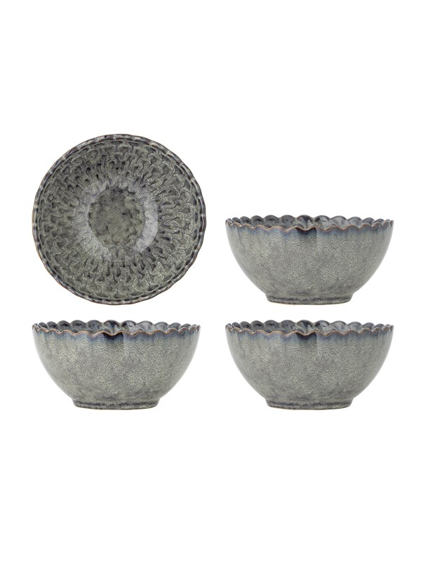 Creative Collection - Katrina Skål, Grå, Stentøj - Ø15,5 Ã H7,5 cm, sæt med 4