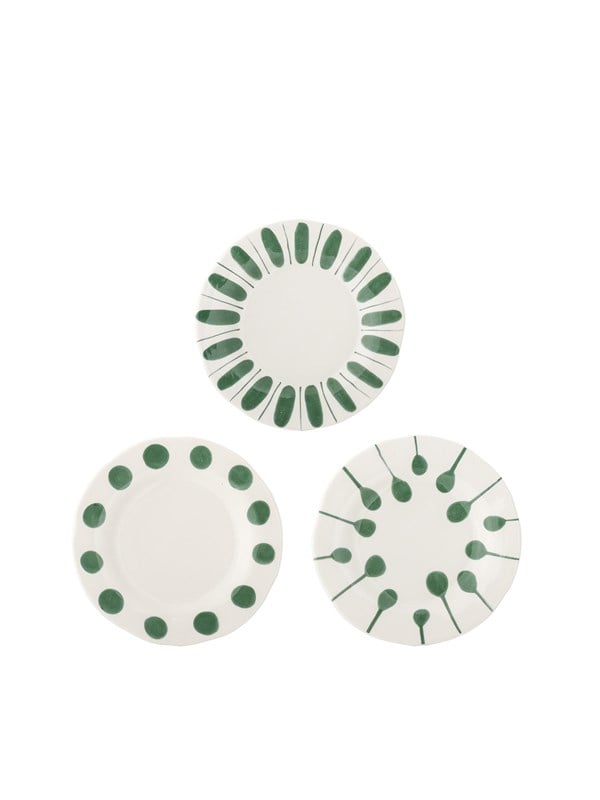 Bloomingville - Linora Tallerken, Grøn, Stentøj, D22xH2,5 cm, Set of 3