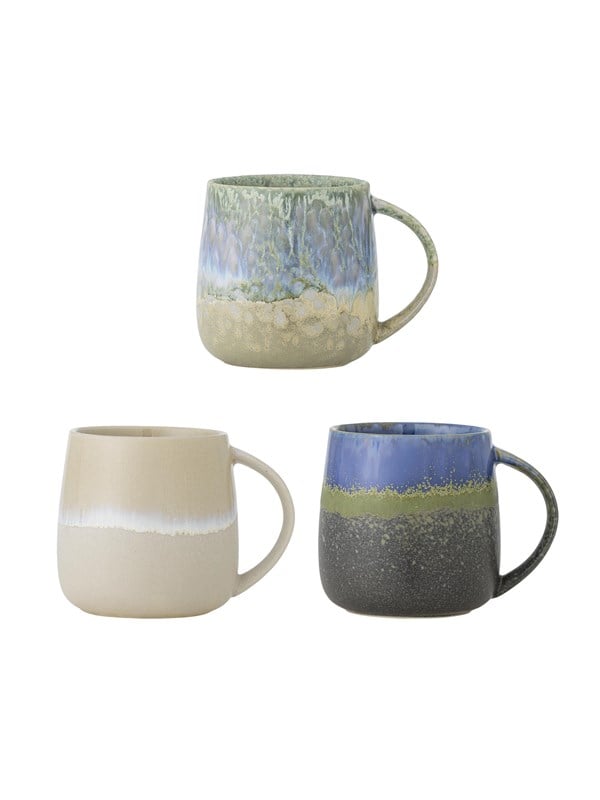 Creative Collection - Cloe Krus, Blå, Stentøj - Ø9,5 Ã H10 cm, sæt med 3