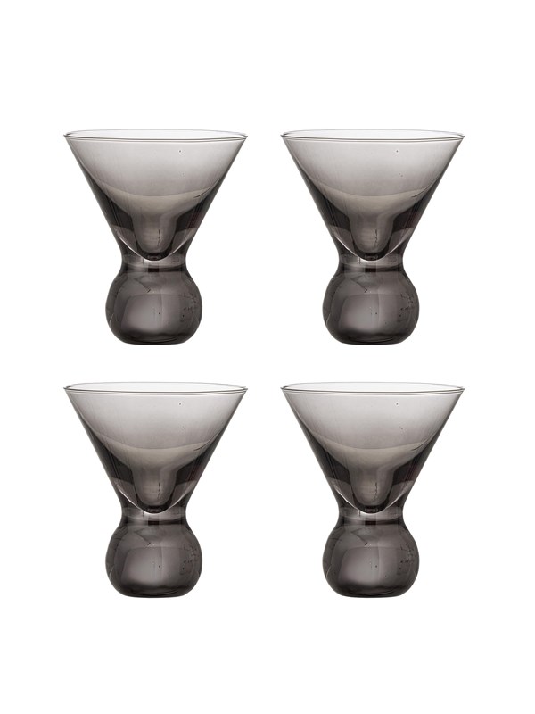Bloomingville - Corliss Cocktailglas, Grå, Glas - Ø9,5 Ã H11 cm, sæt med 4