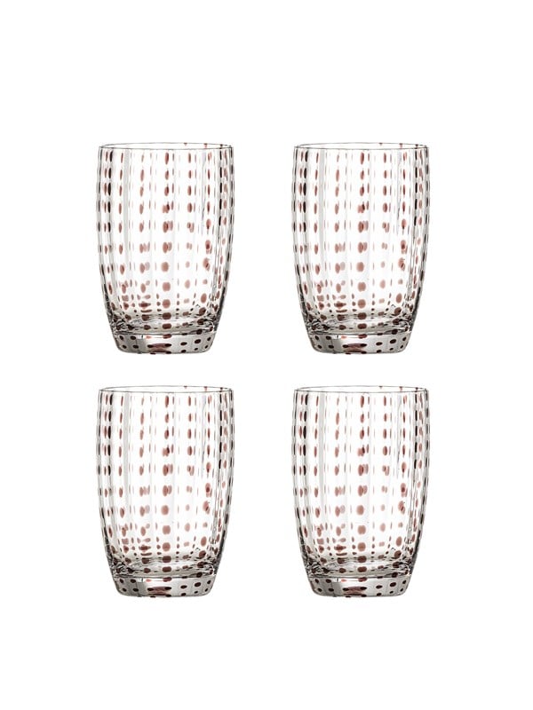 Bloomingville - Brinley Drikkeglas, Brun, Glas - Ø7,5 Ã H11 cm, sæt med 4