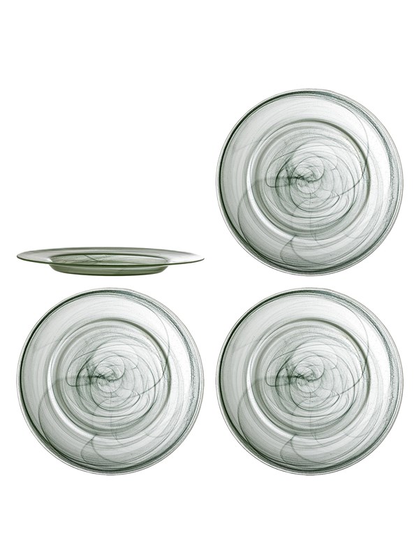 Bloomingville - Amelie Tallerkener - Grøn - Glas - ø 33 Cm - 4 Stk.