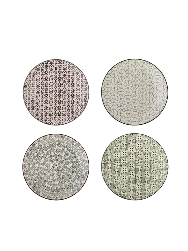 Bloomingville - Karine Tallerken, Multifarvet, Stentøj - Ø20 Ã H2,5 cm, sæt med 4