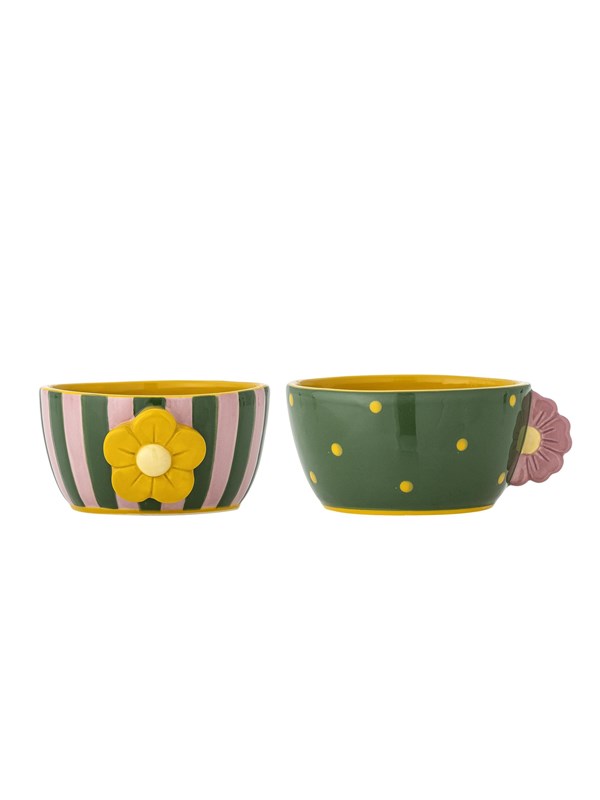 Bloomingville - Haisy Skål, Multifarvet, Stentøj, D12xH6,5 cm, Set of 2