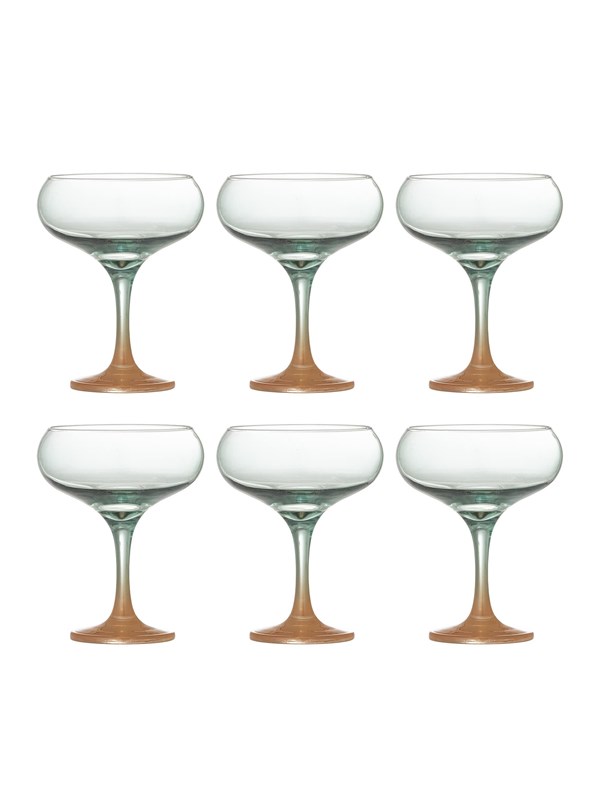 Bloomingville - Signe Cocktailglas, Multifarvet, Glas - Ø9,5 Ã H13 cm, sæt med 6