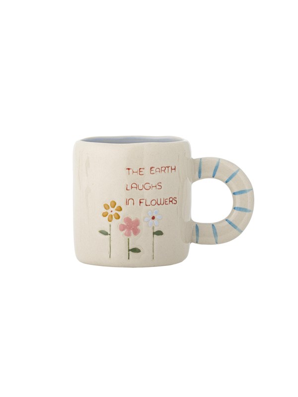 Kop, Cloudy m/ tekst og blomster - Bloomingville 110 ml.