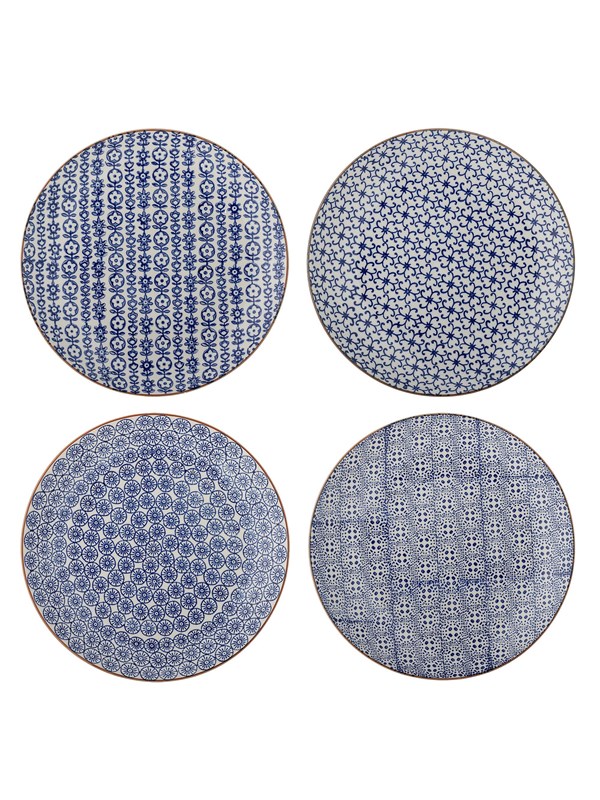 Bloomingville - Karine Tallerken, Blå, Stentøj - Ø25 Ã H2,5 cm, sæt med 4