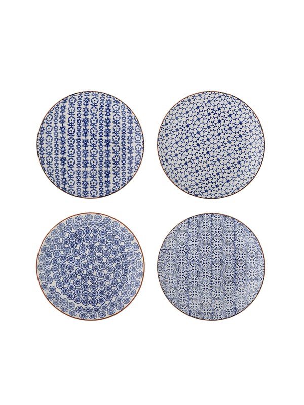 Bloomingville - Karine Tallerken, Blå, Stentøj - Ø20 Ã H2,5 cm, sæt med 4
