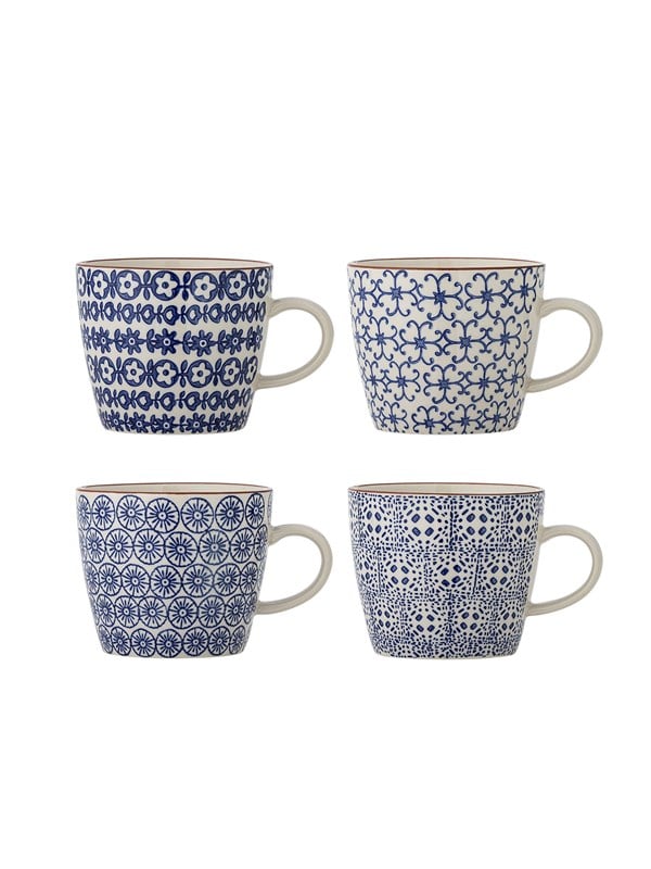 Bloomingville - Karine Krus, Blå, Stentøj - Ø9,5 Ã H8 cm, sæt med 4