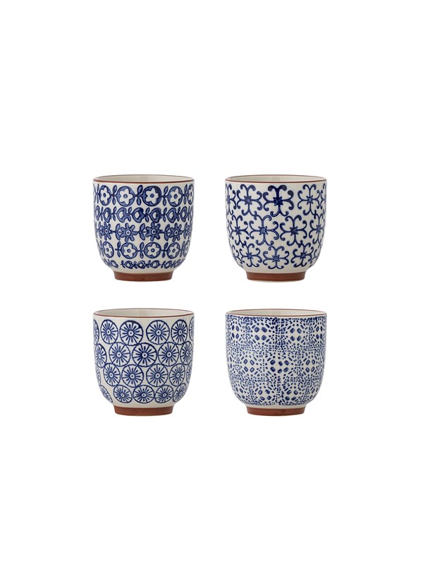 Bloomingville - Karine Kop, Blå, Stentøj - Ø7 Ã H7 cm, sæt med 4