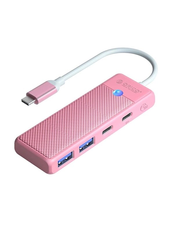 ORICO PAPW2AC-C3-C3 USB Hub 4-port 2x USB-A 3.0 1x USB-C 3.0 with USB-C PD 100W charging 0.15m - pink USB hub - USB 3.0 - 4 ports - Pink