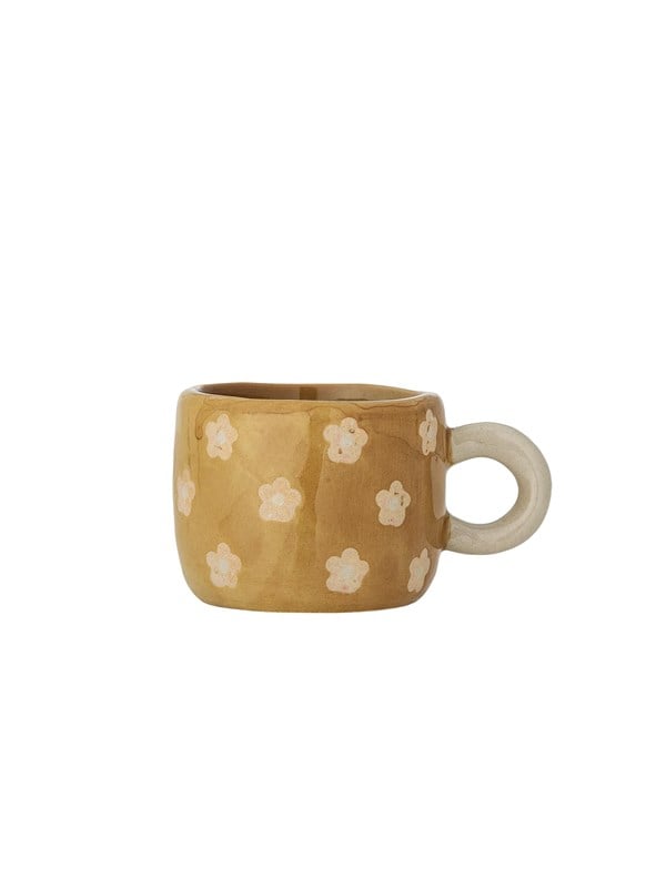 Bloomingville - Kop Nini - Brun Med Blomster - Stentøj - 110 Ml