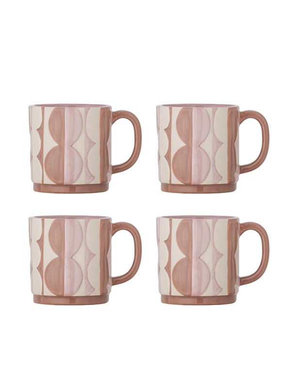 Bloomingville - Saul Krus, Rosa, Stentøj, D9xH9,5 cm, Set of 4