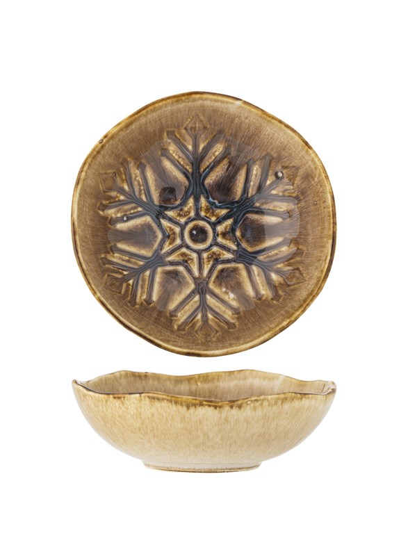 Bloomingville - Acco Skål, Brun, Stentøj, D20xH6,5 cm